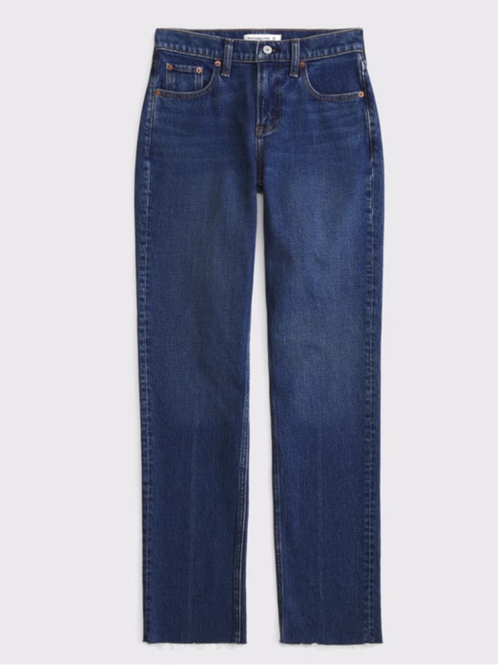 Abercrombie & Fitch 90s Straight Mid Rise Raw Hem Curve Love Medium/Dark Jeans